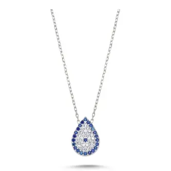 ZEY GÜMÜŞ Sosyete Gözü Damla Kolye 925 AYAR GÜMÜŞ