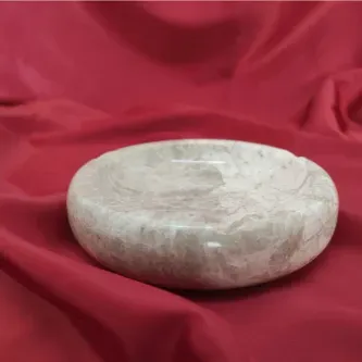 Pergamon Bej Mermer Yuvarlak Küllük Kül Tablası Tek Adet