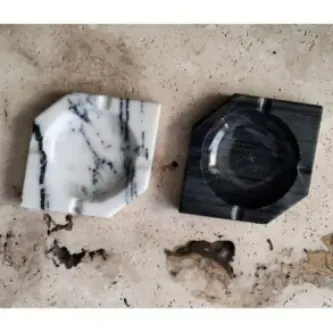 Pergamon Ikili Set Üçgen Model Koyu Gri Ve Leylak Mermer Küllük