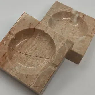 Pergamon Bej Renk Kalın Mermer Küllük Kül Tablası Tek Adet