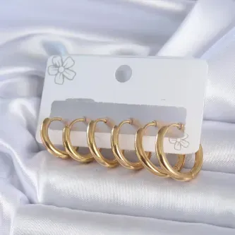 BUTİK AYVİTRİN 316L Çelik Gold Renk Halka Model Kadın Küpe Seti